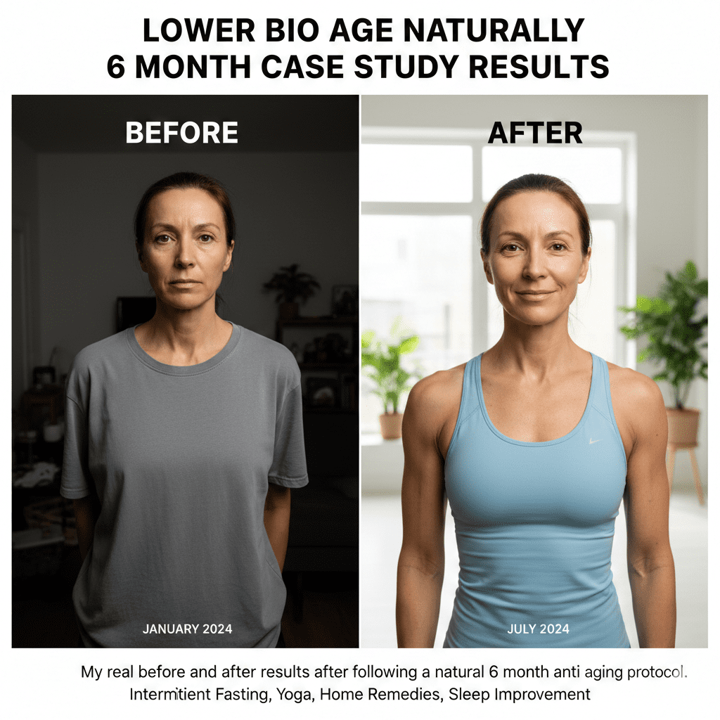 Lower bio age naturally 6 month before and after case study showing health transformation results